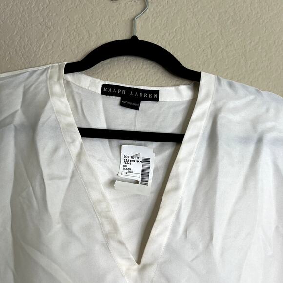 Ralph Lauren BLACK LABEL NEW Blouse Top Women 8 White Silk Quiet Luxury Designer - Picture 13 of 14